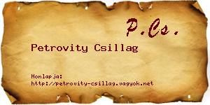 Petrovity Csillag névjegykártya